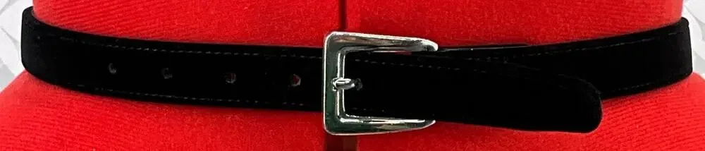 Liz Claiborne Vintage 90s Chrome Silver  Buckle Black Velvet Belt Women 28”-32”